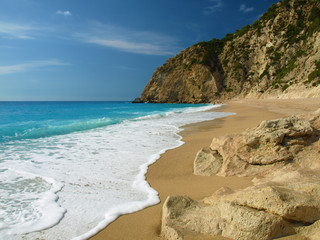 Obraz premium The beautiful beach of Egremni, on the island of Lefkada in Greece