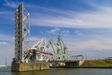 Fototapeta na wymiar Drawbridges in Port of Antwerp