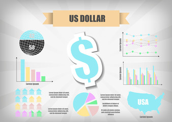 Vector : US Dollar infographic chart