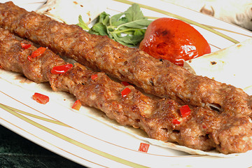 plate of Adana Kebab a typical turkish meat dish