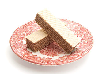 two wafers on a dish