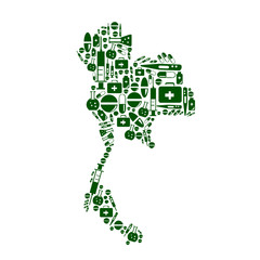 Thailand map  with medical icons for your design