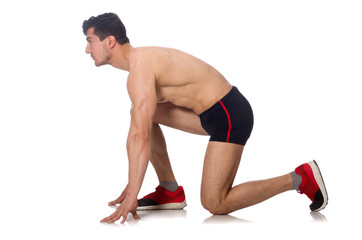 Muscular man isolated on the white background
