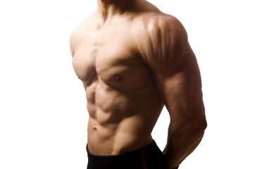 Fototapeta na wymiar Muscular man isolated on the white background