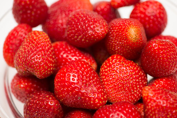 Strawberries arranged on the display