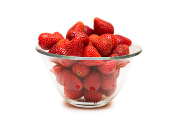 Strawberries arranged on the display