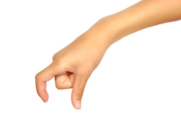 Hand gesture like picking something isolated on a white