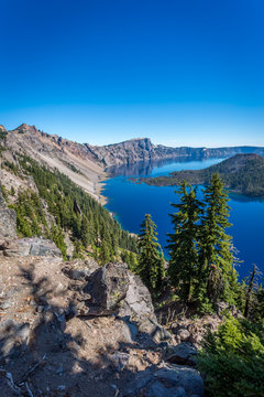 Crater lake and surrounding areas