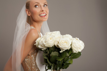 Obraz premium Beauty portrait of delicate blonde woman.