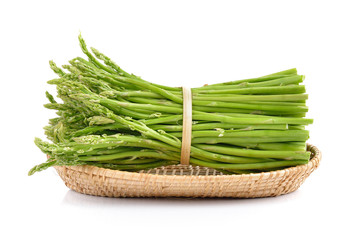 asparagus in the basket on white background