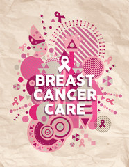 Breast cancer care font pink geometric poster