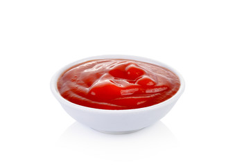 tomato sauce, ketchup on white background