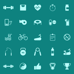Fitness color icons on green background