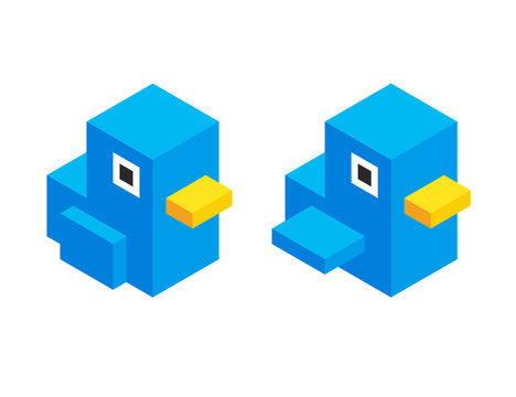 Cute isometric cartoon bird