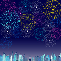 Fototapeta premium Fireworks Display for New year and all celebration vector illustration