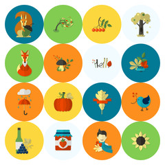 Set of Flat Autumn Icons