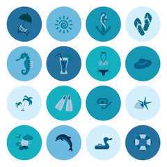 Summer and Beach Simple Flat Icons
