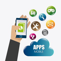 Mobile applications and technology icons design.