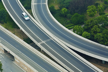 Aerial view of highway pavement