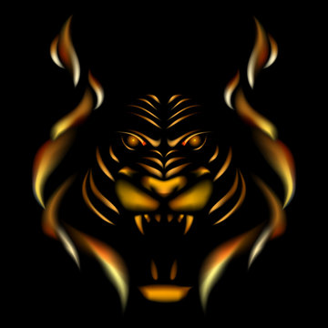 Tiger made of flame
