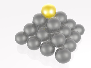Yellow and grey spheres