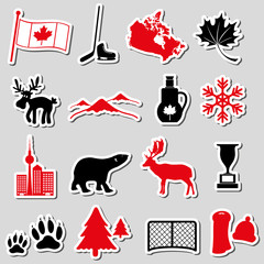 canada country theme symbols stickers set eps10
