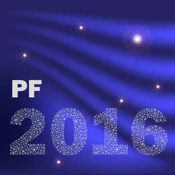 blue shiny abstract happy new year pf 2016 from little snowflakes eps10