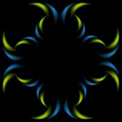Green blue pattern on black background