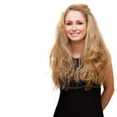 Naklejka premium beautiful woman with long curly hair