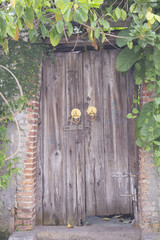 Old wooden door at old town ; Songkhla province Thailand