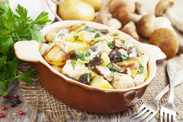 Potatoes with mushrooms in sour cream
