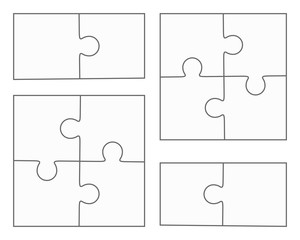Jigsaw puzzle blank vector, four pieces, two elements - obrazy, fototapety, plakaty