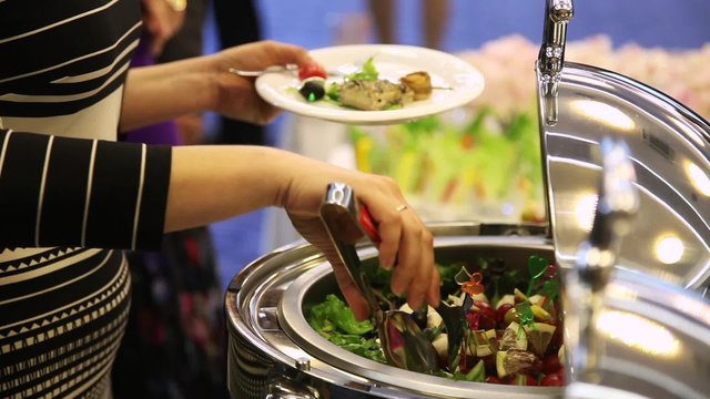 Catering food - buffet with businessmen