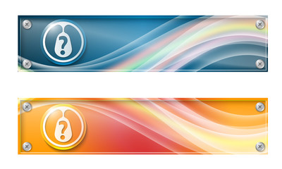 Fototapeta premium Set of two banners with colored rainbow and glass panel