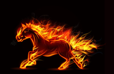 Obraz na płótnie Canvas Fire burning horse of running on black background