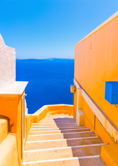 Fototapeta na wymiar Beautiful house in Oia the most beautiful village of Santorini island in Greece