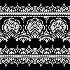Mehndi, Indian Henna white tattoo seamless pattern