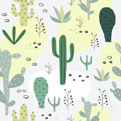 Seamless pattern with succulents. - 91044966