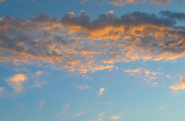 beautiful sunrise and cumulus clouds