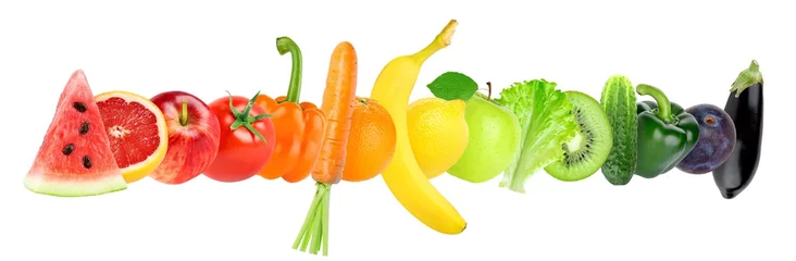 Crédence de cuisine en verre imprimé Légumes frais Fruits et légumes frais de couleur