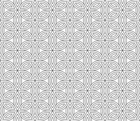 Behang Vector moderne naadloze heilige geometrie patroon, zwart-witprinter abstracte geometrische bloem van het leven achtergrond, wallpaper print, monochroom retro textuur, hipster modevormgeving © sunspire