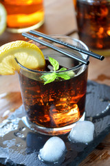 two glasses of Cuba Libre cocktail