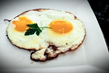 Fried egg. Healthy breakfast
