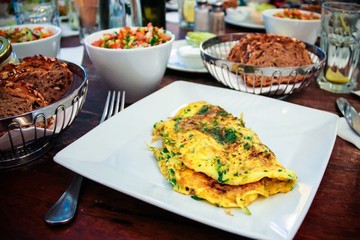 Herb omelette on the breakfast