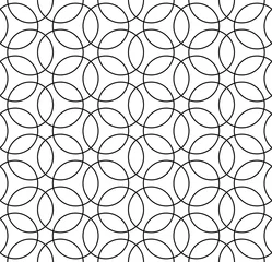 Behang Vector moderne naadloze meetkunde patroon cirkels, zwart-witprinter abstracte geometrische achtergrond, wallpaper print, monochroom retro textuur, hipster fashion design © sunspire