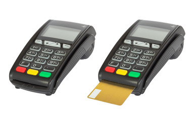 Card reader machine on white background