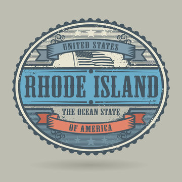 Stamp with the text United States of America, Rhode Island