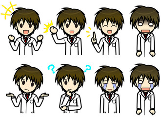 シンプルキャラクター　会話・表情イラスト集　男性医師Ａ その２
