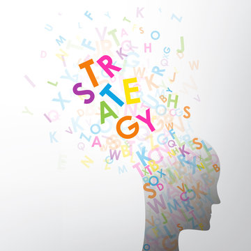&ldquo;STRATEGY&rdquo; letters exploding out of head