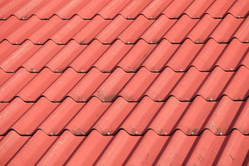 Red tile element of roof